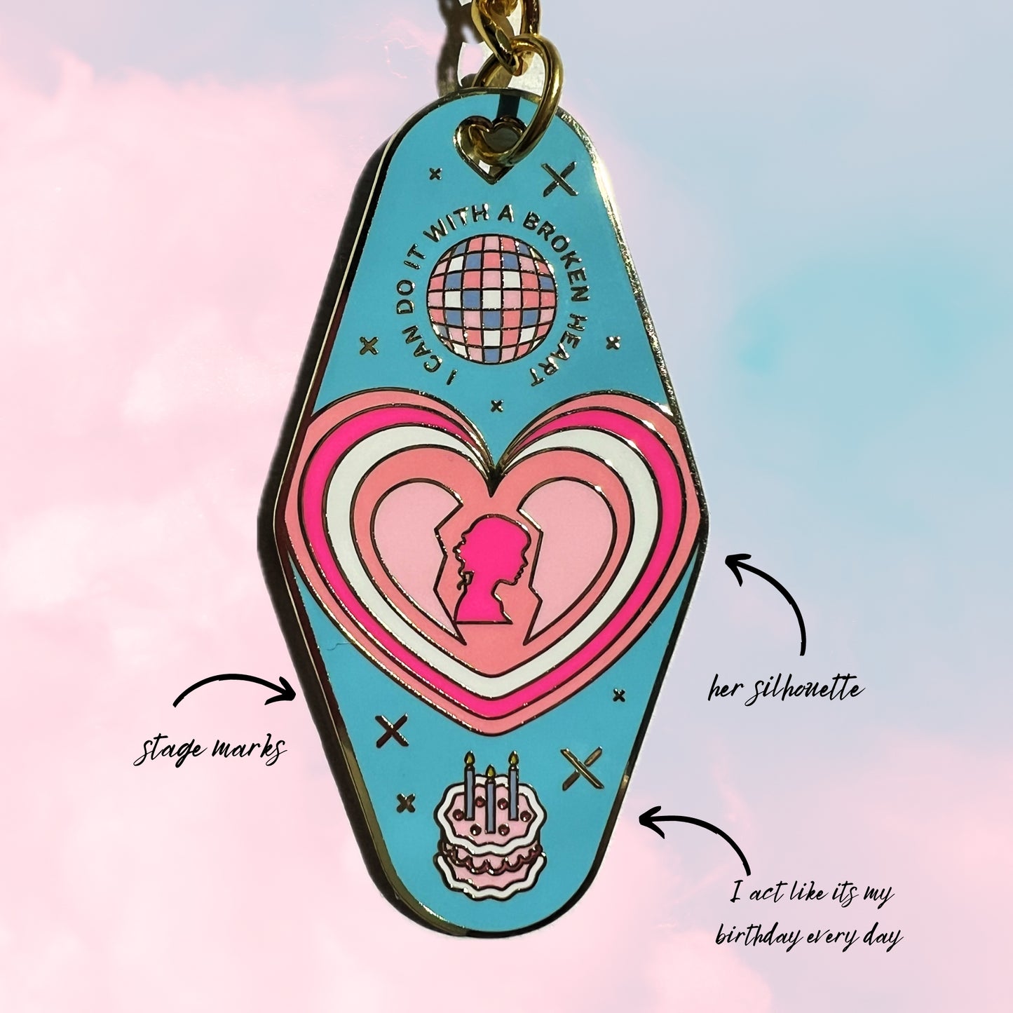 Taylor Swift TTPD ICDIWABH Lights, Camera, Bitch Smile Mini Enamel Motel Keychain